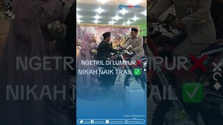 Agak Laen! Pengantin Ini Lakukan Ijab Kabul Sambil Naik Motor Trail, Setelah Sah Langsung Digeber