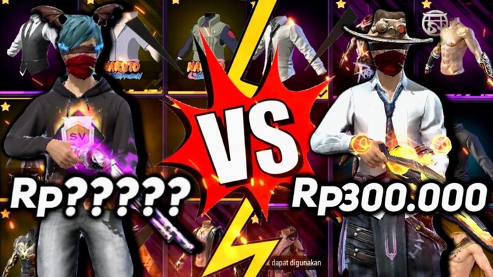 REVIEW AKUN FREEFIRE Rp000.000 VS Rp300.000 SG 2 NYA BANYAK BANGET !!