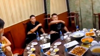 Friends ran away from the AA dinner, and the man had no money to pay the bill and waited for the pol