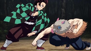 [ Demon Slayer ] Tanjiro VS Inosuke The head pillar is not called that for nothing!!!