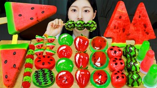 ASMR MUKBANG| 수박 디저트 아이스크림 마카롱 젤리 먹방 & 레시피 DESSERT ICE CREAM MACARONS EATING