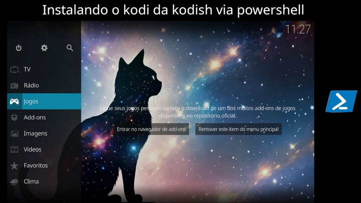 Instalando o kodi da kodish via powershell