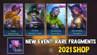 RARE FRAGMENTS SKIN! NEW 2021| UPDATE SKIN | NEW EVENT SHOP | MOBILE LEGENDS 2021