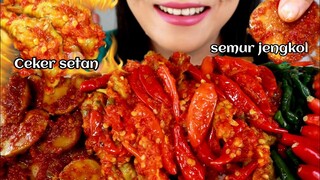 ASMR CEKER SETAN, SEMUR JENGKOL PEDAS, TUMIS KACANG PANJANG | ASMR MUKBANG INDONESIA