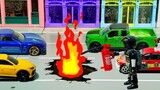 玩具车动画：小卡车，消防车和救护车