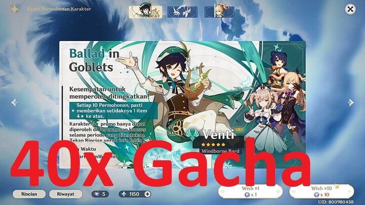 Gacha 40x dapat apa aja ? - Genshin Impact