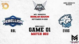 EVOS vs REBELLION Game 01 | MPLID S10 W4D3 | Evos Legends vs Rebellion Zion