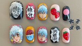 Sakata Gintoki themed manicure