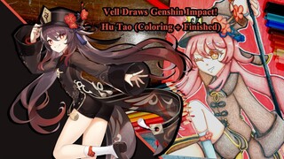 Vell's Speed Draw: Genshin Impact, Hu Tao #3 (Coloring + Finished)