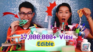 ของใช้กินได้ แกล้งแม่ ลิปสติก กรรไกรกินได้ ยางลบ กุญแจ ยาสีฟัน #Mukbang Edible Supplies:ขันติ