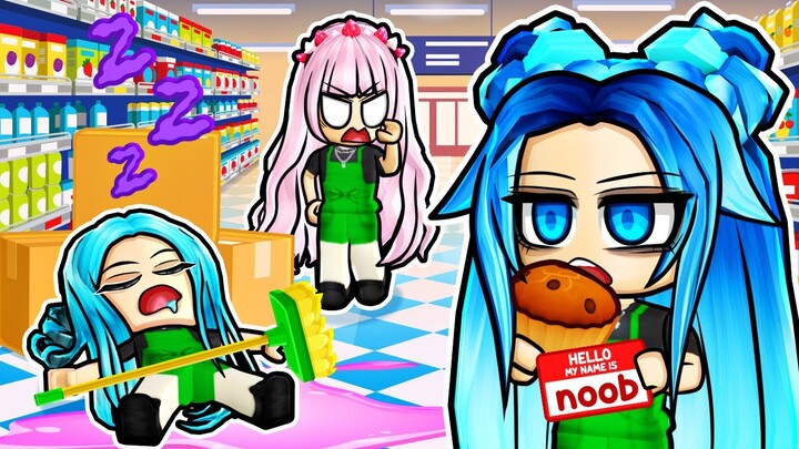 Working at a GROCERY STORE in Roblox!