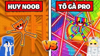 TÔ GÀ THỬ THÁCH 24H XÂY DROPPER HUGGY CẦU VỒNG VÀ HUGGY LAVA  TRONG MINECRAFT* DROPPER NOOP VÀ PRO