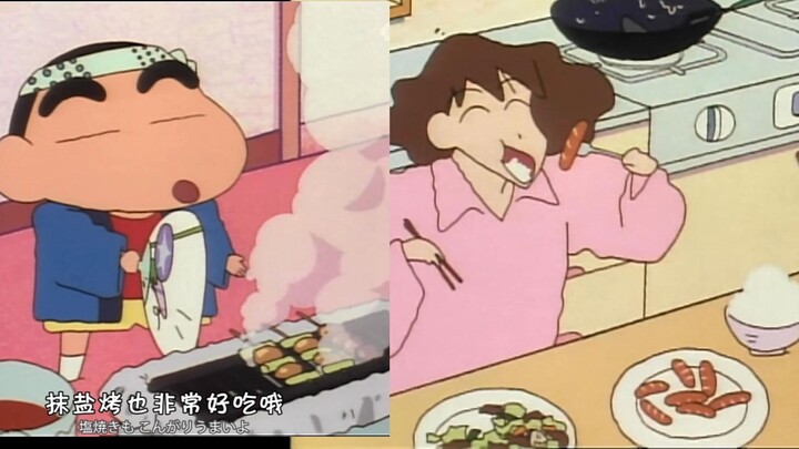 b战缺集！美伢绝食减肥饿惨了 最后大口狂炫火腿太爽了。蜡笔小新
