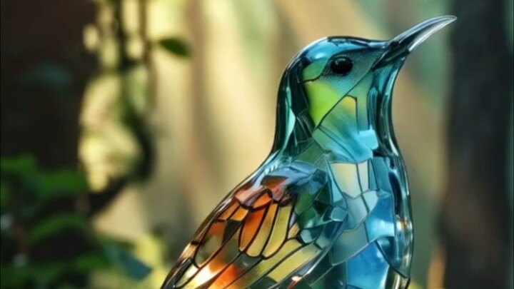 beautiful bird made of glass