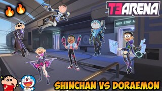 Shinchan team vs doraemon team in t3 arena 😱 | shinchan and doraemon playing t3 arena 😂 | fun battle