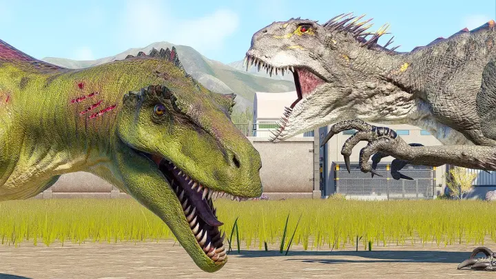 5x SCORPIOS REX vs 5x MEGALOSAURUS (DINOSAURS BATTLE) - Jurassic World Evolution 2