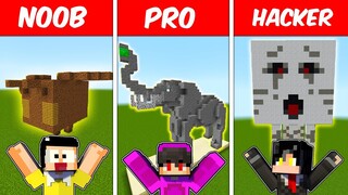 NOOB vs Pro vs HACKER: Mega Statue Build Challenge | Minecraft! (Tagalog)