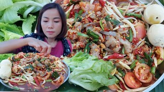 ตำด้องแด้งกุ้งสดโครตพริก เผ็ดจนเหงื่อเเตก8/1/65