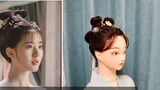 Tiru gaya rambut Putri Zhao Lusi dan Leyan dari Changgexing, versi sederhana tanpa kantung rambut. T