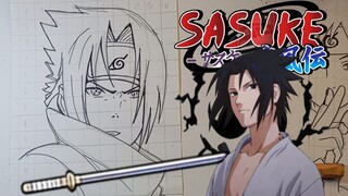 menggambar anime naruto karakter sasuke