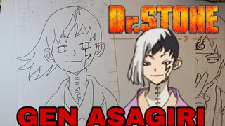 menggambar dari anime Dr.stone karakter gen asagiri