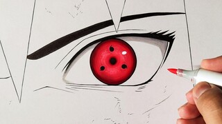 วิธีการวาด Sharingan ของ Sasuke - การสอนทีละขั้นตอน นารูโตะ