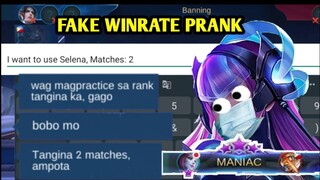 #Prank #MLBB #SELENA FAKE WINRATE PRANK | SELENA PRANK