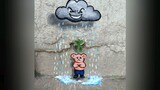 Cute anime art "Piggy under the rain" naulanan si piggy 🐷💕