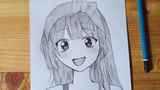 สอนวาดรูปอนิเมะ ผู้หญิง ทรงผมยาว ใส่ที่คาดผมรูปโบว์ น่ารัก Drawing anime cute girl