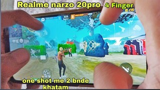 Realme narzo 20pro free fire gameplay test 4 finger handcam video m1887 onetap headshots op movement