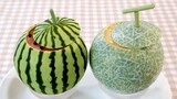 [Proses pembuatan] Es krim di dalam cetakan melon dan semangka~