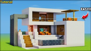 ⚡Minecraft-สอนสร้างบ้านโมเดิร์นสองชั้น มีสระว่ายน้ำ เก๋ๆง่ายๆ!!- Modern House Tu