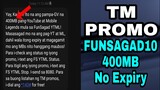 TM SIM PROMO - FUNSAGAD10 400MB NO EXPIRY || Working 100%