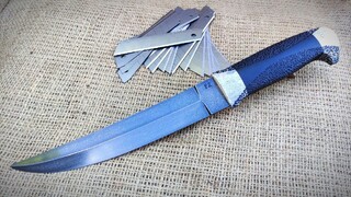 【手工】用一堆美工刀片锻造一把鹿角乌木柄乌兹钢猎刀 | 作者：FZ- making knives