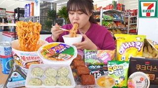 편의점 음식 먹방 😋 까르보 불닭 볶음면, 만두, 육개장컵라면, 삼각김밥, 칙촉, 바나나킥 세븐일레븐 먹방 | Convenience Store Mukbang