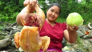 Yummy Cooking big Chicken with Cabbage recipe & My cooking skill