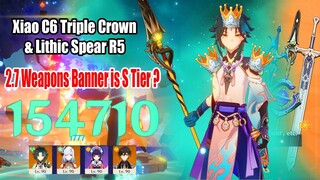 2.7 Weapons Banner is S Tier to Pull? Xiao C6 Triple Crown & Lithic Spear R5 Showcase