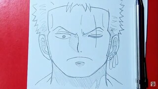 Easy Anime Drawing|How to draw Roronoa Zoro step by step [One Piece]
