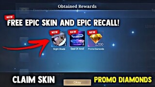 PROMO DIAMONDS EVENT! CLAIM YOUR FREE EPIC SKIN AND RECALL + PROMO DIAMONDS | MOBILE LEGENDS 2022