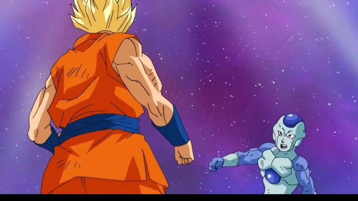 Piccolo shows his strength. Frieza can't beat him but cheats. Vegeta is angry and wants to continue 