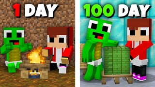 JJ and Mikey 100 DAYS Surviving from 1$ to $1.000.000 POOR to RICH in Minecraft challenge (Maizen)