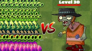 50 Tanaman Level 1 Gunakan Keterampilan yang Ditingkatkan VS Poncho Zombie (Level 30) - Gameplay PvZ