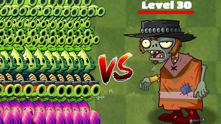 50 Cây Cấp 1 Sử dụng Kỹ năng Nâng cao VS Poncho Zombie (Cấp 30) - Trò chơi PvZ 2