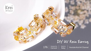 【UVレジン】DIYでドライフラワーを使ってピアスを作りました〜♪UV Resin -DIY Dried Flower in UV Resin Earring.