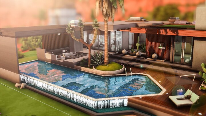 Modern Desert Villa (No CC) | Stop Motion Build | Sims 4