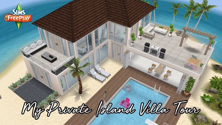 my private island villa tour! + grid layout | sims freeplay