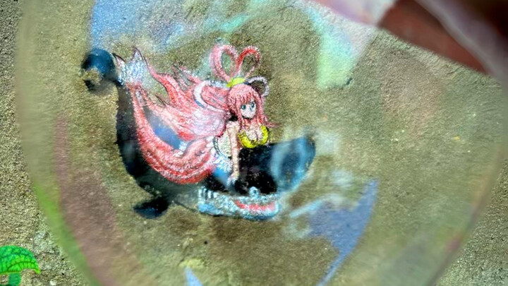 Draw a crying mermaid princess in the abandoned corner