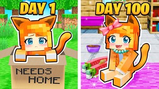 I Survived 100 DAYS as a BABY KITTEN in Minecraft...