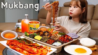 🍱11첩도시락+컵라면먹방🍜 집밥이 땡겨서 Flex 해본 19900원짜리 매콤낙지도시락 먹방 (Ft.짜파게티+참깨라면)MUKBANG ASMR EATINGSHOW REALSOUND