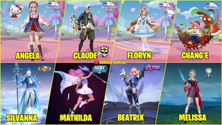 8 NEW SKINS SANRIO ANGELA, CLAUDE, FLORYN, CHANG'E, SILVANNA COLLECTOR, MATHILDA MPL, BEATRIX STAR